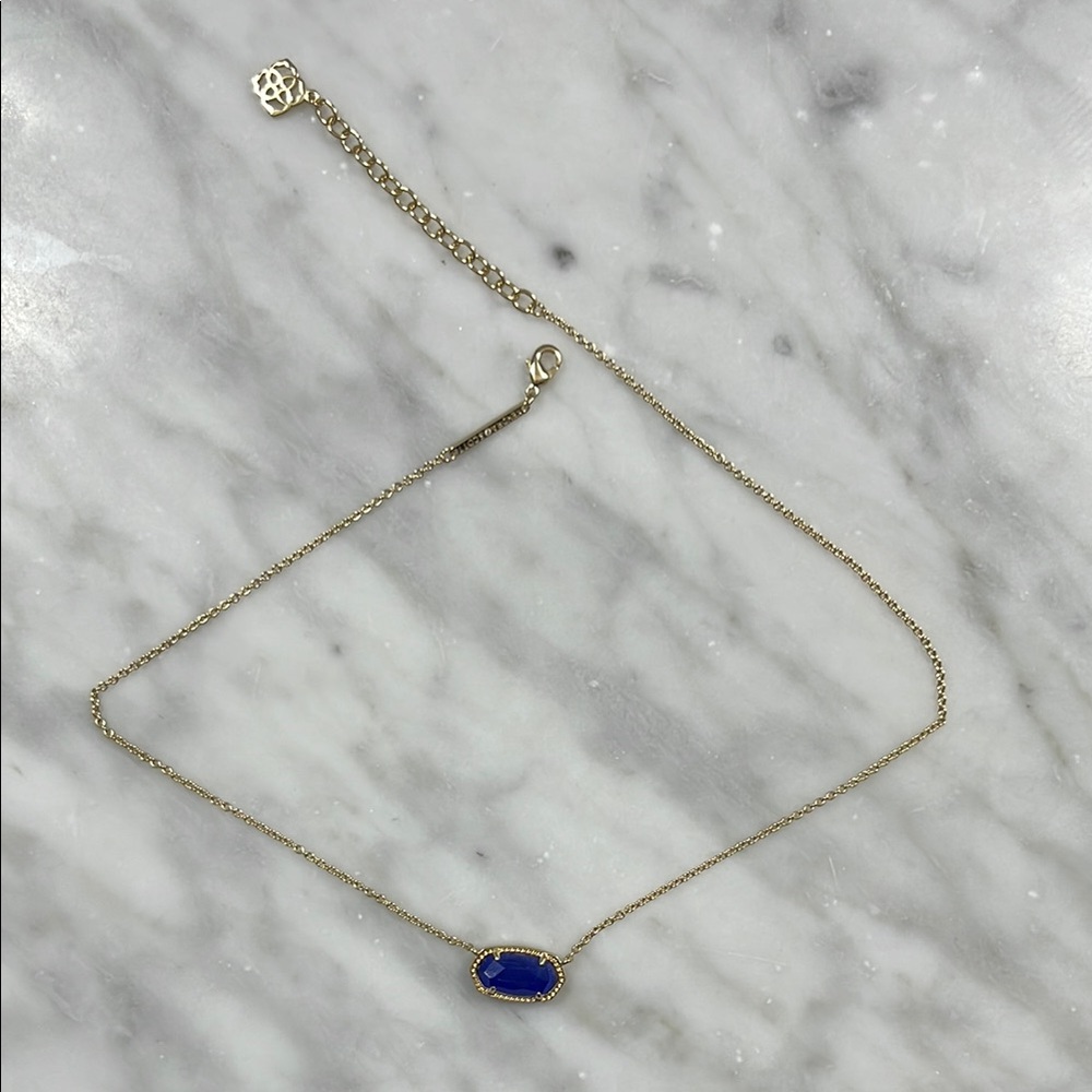 Gold Necklace with Blue Pendant